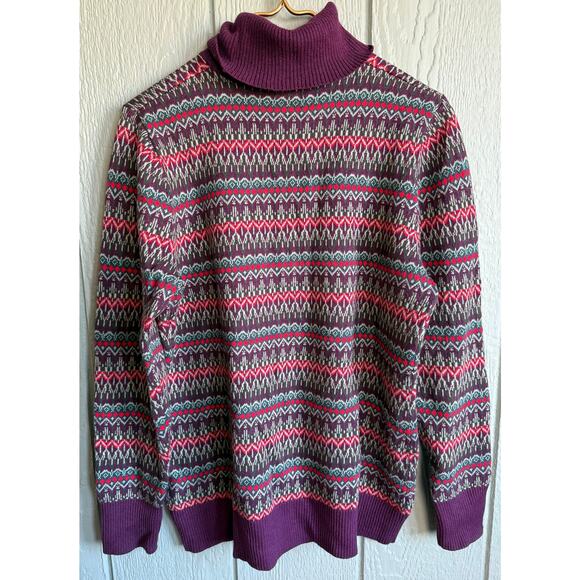 L.L.Bean Fair Isle Cotton Cashmere Sweater, Large - Picture 6 of 6